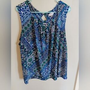 Calvin Klein Blue‎ Asymmetrical Sleeveless Blouse